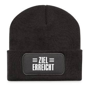 Erfolg Spruch für Gründer Unternehmer Startup - Recycelte Patch Beanie - Dunkelgrau - Vorne