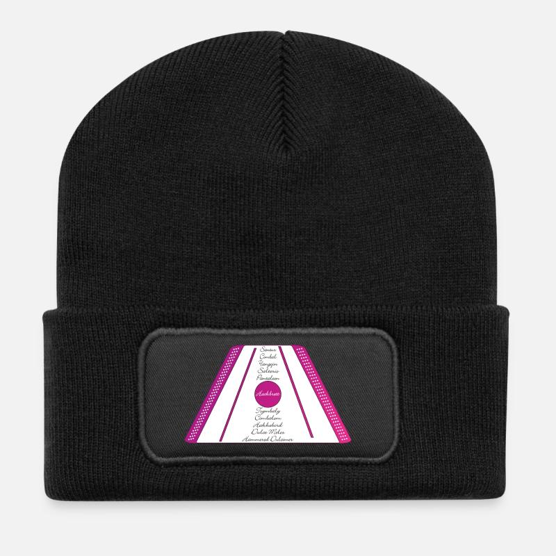 Hackbrett lila pink - Recycelte Patch Beanie - Schwarz