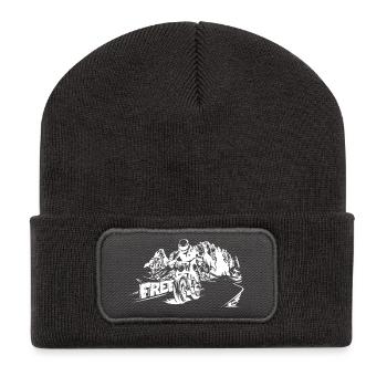 Motorcycle Mountains Dolomites Free Freedom Biker Logo - Recycled Patch Beanie - dark grey - Front