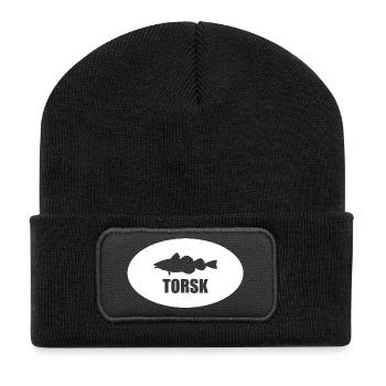 Torsk Dorsch Umriss I Norwegen Angeln Island - Recycelte Patch Beanie - Schwarz - Vorne