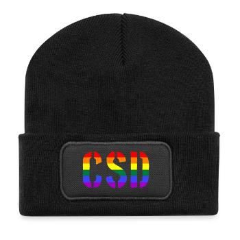 CSD - Christopher Street Day - Gay - Lesbian - Recycled Patch Beanie - black - Front