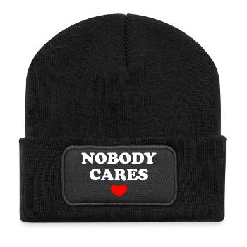 Nobody Cares - Recycelte Patch Beanie - Schwarz - Vorne