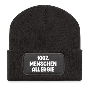 100% Menschen Allergie - Recycelte Patch Beanie - Dunkelgrau - Vorne