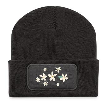 Blumen Gänseblümchen Geschenkidee - Recycelte Patch Beanie - Dunkelgrau - Vorne
