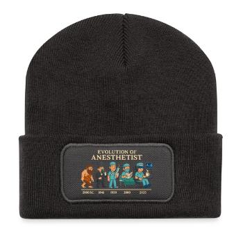 Evolution of anesthesiologists - Recycled Patch Beanie - dark grey - Front