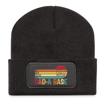 Rétro Dad-A-Base Coucher de soleil Illustration - Beanie recyclé à patch - charbon - Devant
