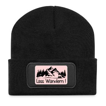 WANDERN URLAUB - BERGE NATUR - Recycelte Patch Beanie - Schwarz - Vorne