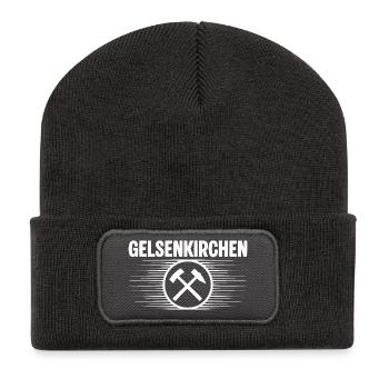 Gelsenkirchen Bergbau Glueck auf - Recycelte Patch Beanie - Dunkelgrau - Vorne