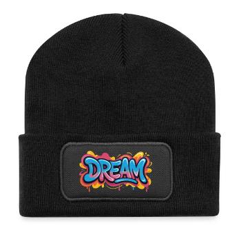 Un design de graffiti DREAM plein de couleurs et de motivation - Beanie recyclé à patch - noir - Devant