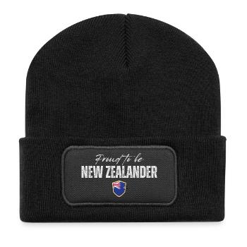 Fière Néo-Zélandaise, fabriquée en Nouvelle-Zélande - Beanie recyclé à patch - noir - Devant