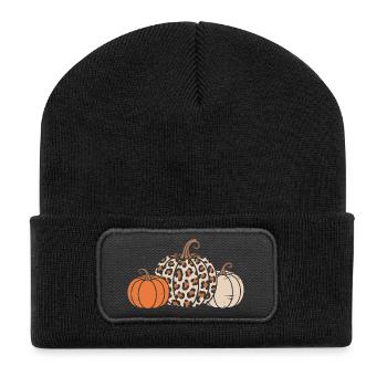 Citrouilles pour Halloween - Beanie recyclé à patch - noir - Devant