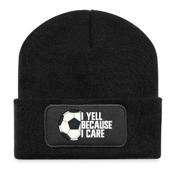 Ich schreie, weil es mir wichtig ist, Fußball-Elte - Recycelte Patch Beanie - Schwarz - Vorne