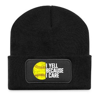 Ich schreie, weil es mir wichtig ist, Softball-Elt - Recycelte Patch Beanie - Schwarz - Vorne