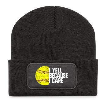 Je crie parce que c'est important pour moi, parents de softball - Beanie recyclé à patch - charbon - Devant