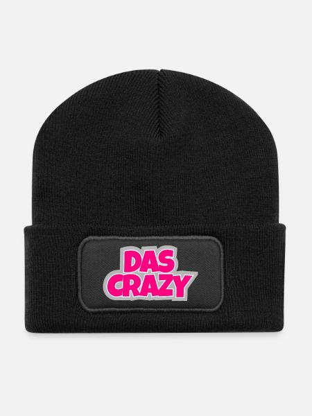 Das Crazy - verrückt, auffällig und einfach witzig - Recycelte Patch Beanie - Schwarz