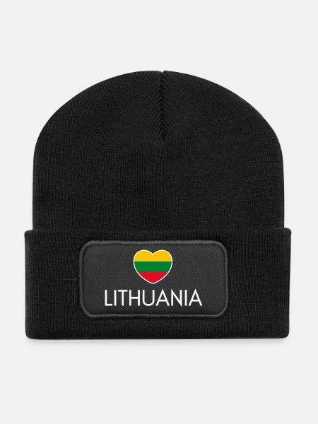 I love Lithuania, Lithuanian pride - Recycled Patch Beanie - black