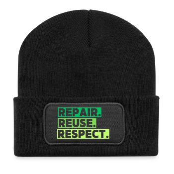 Un thème écologique avec un message - Beanie recyclé à patch - noir - Devant