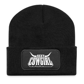 Sexy Western-Reiterin – Texas, Rodeo & Style - Recycelte Patch Beanie - Schwarz - Vorne