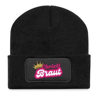 Christi Braut - Recycelte Patch Beanie - Schwarz - Vorne