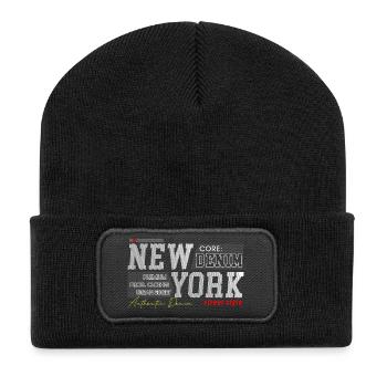 New Yorker Streetstyle Denim-Design - Recycelte Patch Beanie - Schwarz - Vorne