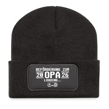 Werdender Opa 2026 loading - Großvater - Recycelte Patch Beanie - Dunkelgrau - Vorne
