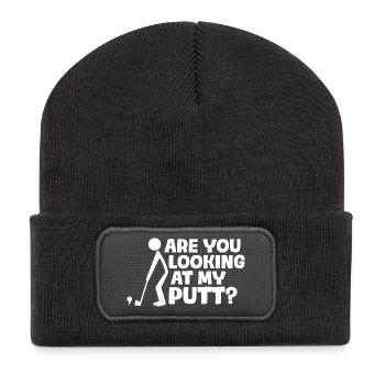 Are you looking at my putt? Golfer Golf Golfen - Recycelte Patch Beanie - Dunkelgrau - Vorne