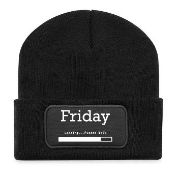 Friday Loading: Finally Friday & Weekend - Recycled Patch Beanie - black - Front