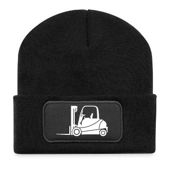 Forklift Silhouette: Transport & Forklift Driver - Recycled Patch Beanie - black - Front