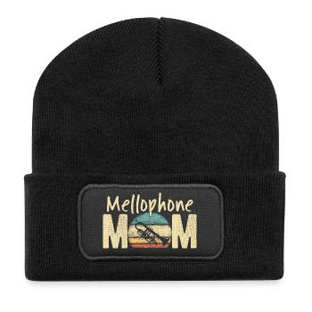 Mellophone Maman Rétro Vintage Marching Band Design - Beanie recyclé à patch - noir - Devant