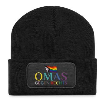 Mamies contre le drapeau arc-en-ciel droit - Beanie recyclé à patch - noir - Devant