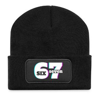 Six Sept 6 7 Meme Fun Design 67 - Beanie recyclé à patch - noir - Devant