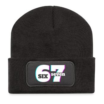 Six Seven 6 7 Meme Fun Design 67 - Recycled Patch Beanie - dark grey - Front