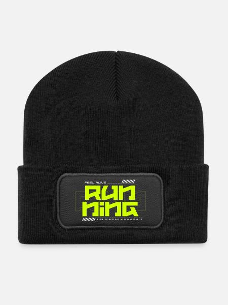 Feel Alive Running Neon - Recycelte Patch Beanie - Schwarz