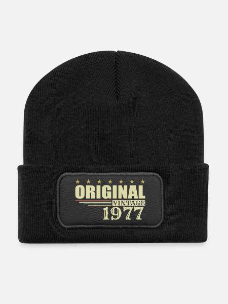 1977 Geburtstag 1977 - Recycelte Patch Beanie - Schwarz