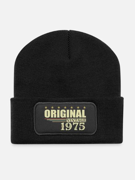 1975 Birthday 1975 - Recycled Patch Beanie - black
