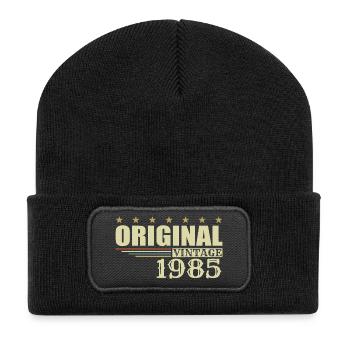 1985 Geburtstag 1985 - Recycelte Patch Beanie - Schwarz - Vorne
