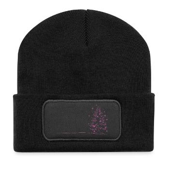 Pink Lines Christmas Tree Sketch - Recycled Patch Beanie - black - Front