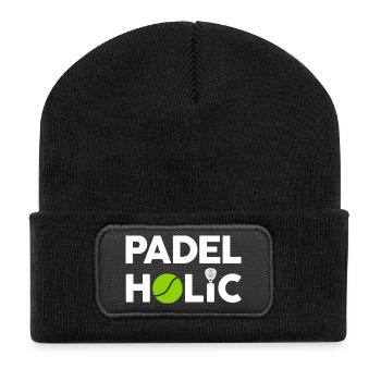 Lustiges Padel - PadelHolic - Recycelte Patch Beanie - Schwarz - Vorne
