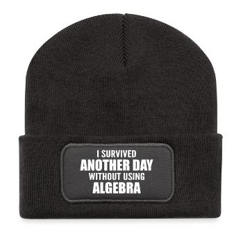 Ich habe heute überlebt, ohne Algebra zu machen - Recycelte Patch Beanie - Dunkelgrau - Vorne