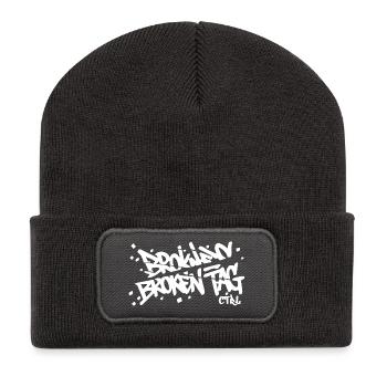 broken-tag-dos - Recycelte Patch Beanie - Dunkelgrau - Vorne