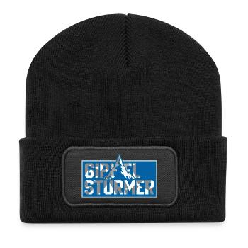 Gipfel Sturmer Bergtop Logo - Recycelte Patch Beanie - Schwarz - Vorne