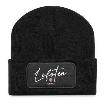 Lofoten - Norway Flag - Norge - Norwegen - Recycelte Patch Beanie - Schwarz - Vorne