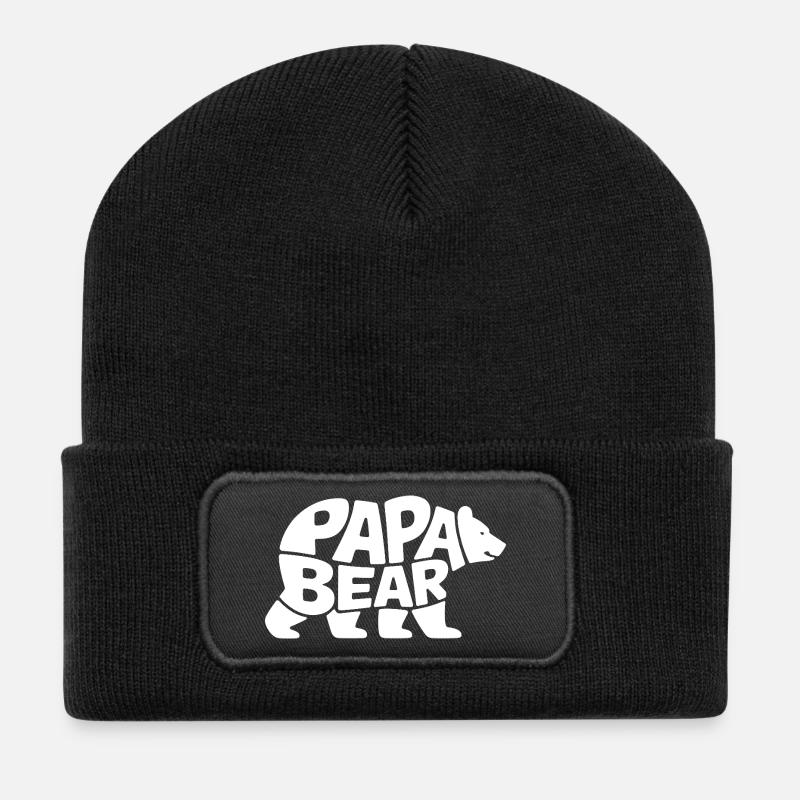 Papa Bear - Recycled Patch Beanie - black