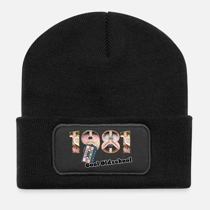 1981 Jahrgang Retro Vintage – Kassette – Cool Olds - Recycelte Patch Beanie - Schwarz