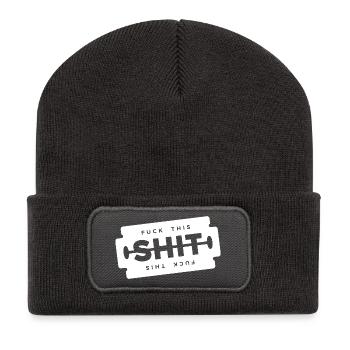 Merde cette lame de rasage - Beanie recyclé à patch - charbon - Devant