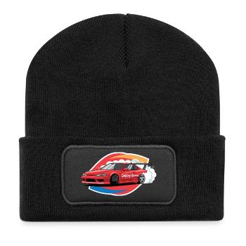 Drifting Queen JDM Muscle Car Racing Burnout-Stil - Recycelte Patch Beanie - Schwarz - Vorne