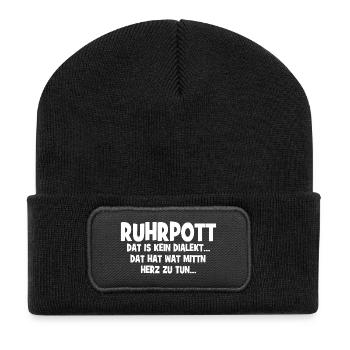 Ruhrpott - Dat hat wat mittn Herz zu tun - Recycelte Patch Beanie - Schwarz - Vorne