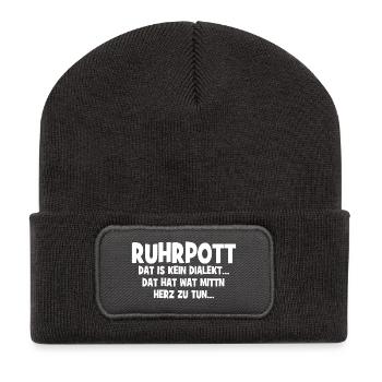Ruhrpott - Dat hat wat mittn Herz zu tun - Recycelte Patch Beanie - Dunkelgrau - Vorne