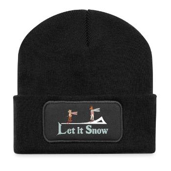 Let It Snow Winter Illustration - Recycelte Patch Beanie - Schwarz - Vorne