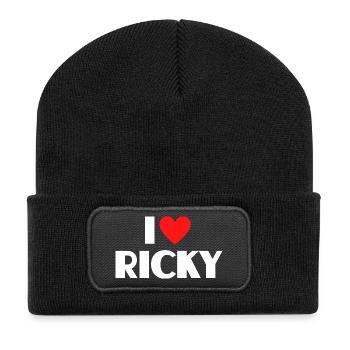 I Love Ricky Red Heart Retro Statement - Recycled Patch Beanie - black - Front